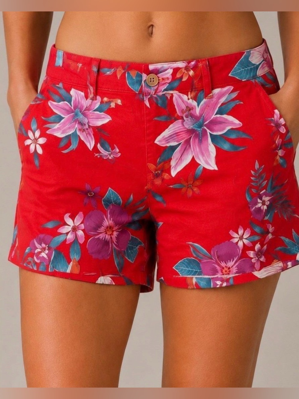 Old Navy Red Floral Bermuda Shorts
